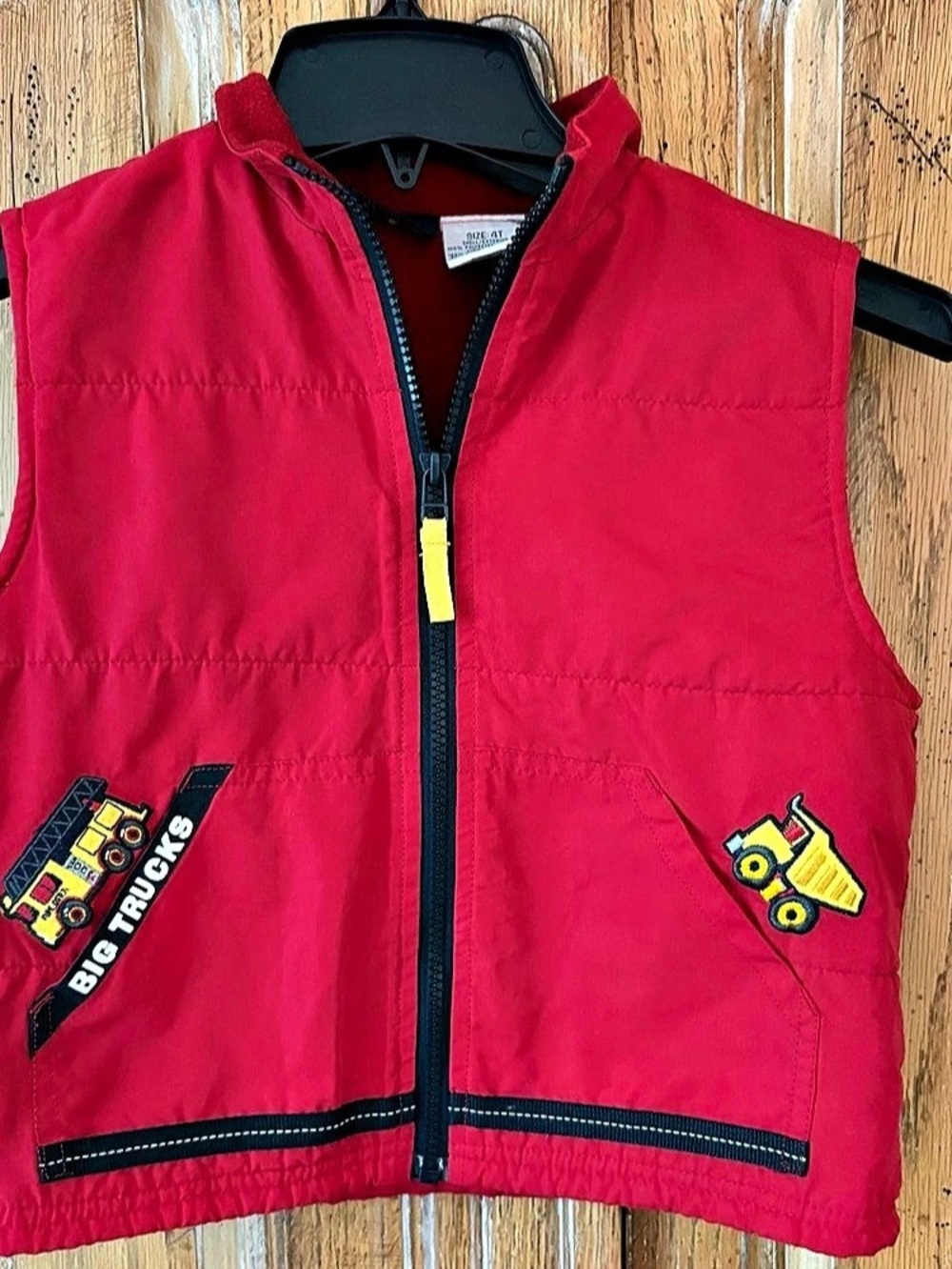K.T. Kids Big Trucks Vest Red Boys 4T